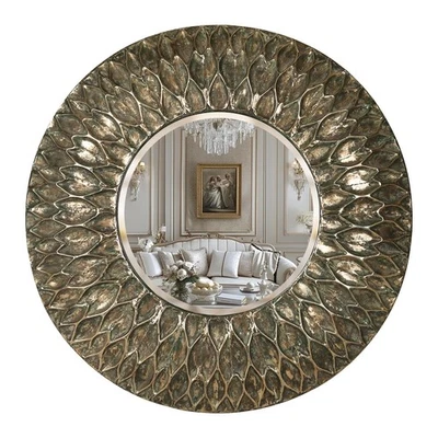 Espejos de Pared Decorativos Grandes Redondos 28", Bronce Antiguo Envejecido Colgante Ci... Foto 1 de 4