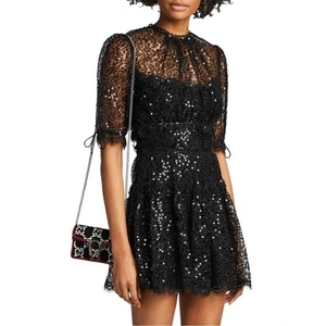 NEU $ 745 Jonathan Simkhai Pailletten verziert Spitze besetzt Mesh Gr. XS/US 2 - Bild 1 von 17
