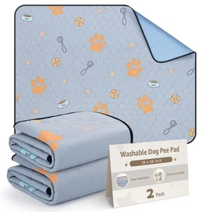 Reusable Pee Pads for Dogs, 2 Pack 36"x48" Washable Puppy Pads with Cute Patt... - Picture 1 of 6