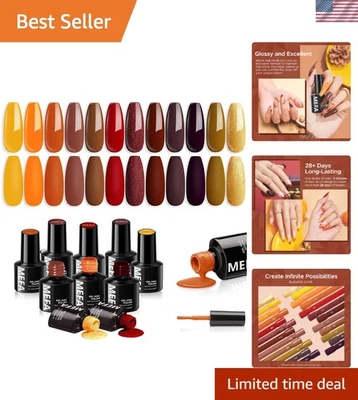 Juego de esmalte de uñas en gel de 12 colores - Tonos de otoño no tóxicos para manicuras elegantes hágalo usted mismo Foto 1 de 4
