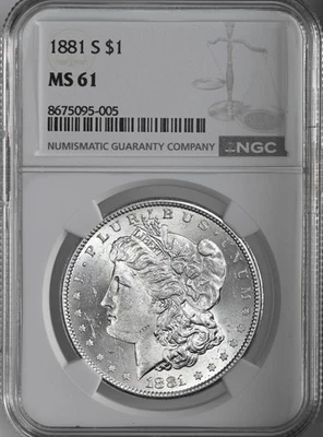 1881-S  $1  MORGAN SILVER DOLLAR  "SAN FRANCISCO MINT"  NGC MS61 #8675095-005 - Image 1 of 4