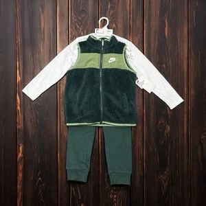 Nike Club Little Kids' Long Sleeve T-Shirt Vest Sweat Pants Set Size 6 M Sherpa - Picture 1 of 6