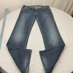 Pantalones de mezclilla para mujer PLATEADOS Tina Boot Cut tiro bajo lavado medio azul talla 31 X 30 - Imagen 1 de 9