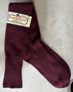 Vintage Bonnie Doon Damensocken groß Mädchen kniehoch 25" weinrot Orlon 10-12 - Bild 1 von 6