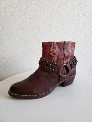 SAM EDELMAN Western Boots 6.5M Women BrownRed Leather Jeweled LN Skyter Festival - Image 1 of 4