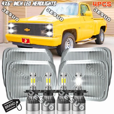 4x Fit Chevrolet G10 G20 G30 1978-1991 4x6" LED Headlights HI-LO DRL Turn Signal Foto 1 de 4
