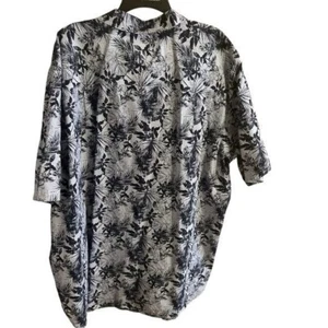 True Nation Men's 2XL Tall blue tropical print all cotton button down shirt boho - Picture 1 of 9