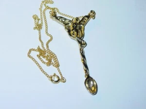 FLYING ANGEL w/SPOON VINTAGE 1970's HEADSHOP 16" NECKLACE MADE IN USA - Picture 1 of 2