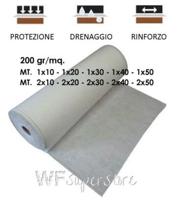 Geotessuto drenante tessuto non tessuto anti erbacce telo antiradice 200 gr/mq - Immagine 1 di 2
