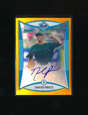 2008 Bowman Chrome Draft David Price Orange Refractor Auto RC RED SOX JSY #24/25 - Image 1 of 2