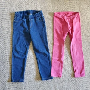 Cat and Jack Lot of 2 Girls Leggings Blue/hot pink Girls Size 4T - Picture 1 of 3