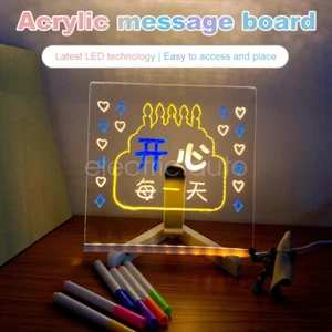DIY Acrylic Message Board LED Night Light Erasable Drawing Note Board for Gift - Picture 1 of 18