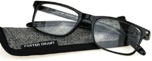 Foster Grant Men's +2.00 Brandon Black Rectangular Reading Glasses - (2) Pair - Picture 1 of 4