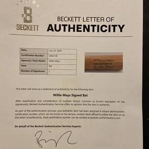 Willie Mays Signed Adirondack Model Baseball Bat BAS Beckett Certified Auto HOF - Picture 1 of 7