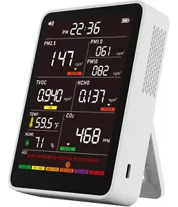 Professional Indoor Air Quality Monitor with 9AQI+7 AQI Alert Buzzers Pm2.5/Pm10 - Picture 1 of 9
