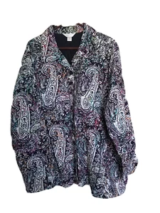 CJ Banks Womens Top Plus Size 3X Button Up Collared Cotton Top Shirt Jacket - Picture 1 of 4