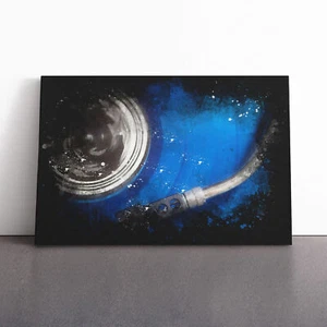 Quadro con cornice stampa arte da parete vinile blu disco decorazione soggiorno camera da letto - Foto 1 di 7