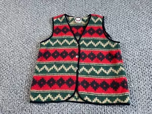 VTG Aztec Geometric Pattern Vest Women's Large Red Wool Lightweight Southwestern - Picture 1 of 10