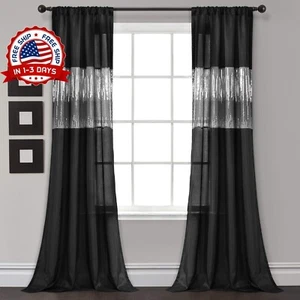 Panel De Cortina De Ventana Para Sala De Estar Comedor Dormitorio 42" W x 84" L - Picture 1 of 9