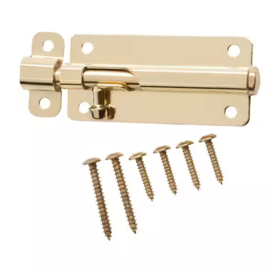 4in Bright Brass Spring-Lock Barrel Bolt - Image 1 of 1