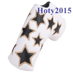 White Leather Golf Club Blade Putter Head Cover Star Design Magnetic Closure - Picture 1 of 6