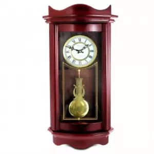 Bedford Clock Collection Weathered Chocolate Cherry Wood 25 Inch Wall Clock With - Picture 1 of 1