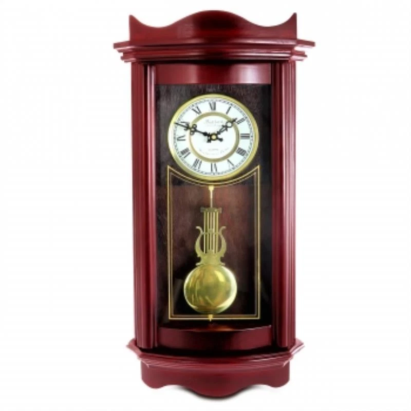 Bedford Clock Collection Weathered Chocolate Cherry Wood 25 Inch Wall Clock With - Image 1 of 1