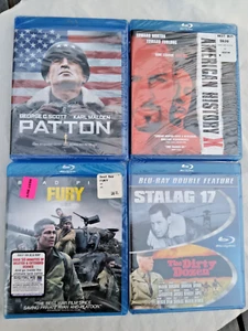 4 Blu-ray Patton, Fury, American History X, and Stalag 17/Dirty Dozen NEW Sealed - Picture 1 of 2