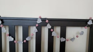 Valentines  Garland Valentines Decor Hearts And Wool Felt Ball Garland - Picture 1 of 3
