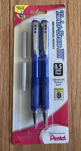 Pentel Twist-Erase III Mechanical Pencils 0.5mm Blue 2 Pack Japan NOS #12756 - Picture 1 of 6