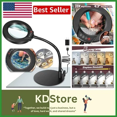 10X Magnifying Lamp with LED Light - Flexible Gooseneck for Hands-Free Precision - Image 1 of 4