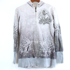 Vintage Ed Hardy Christian Audigier All Over Print Zip Up Jacket Women's Small - Picture 1 of 12