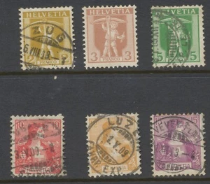 Switzerland Stamps 1907 Tellers son Granite Paper SG225/230 CV £34.3 - Picture 1 of 14