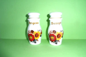 2 Porta Spezie ARCOPAL barattolini VINTAGE ORIGANO senape luminark france 80 - Foto 1 di 7