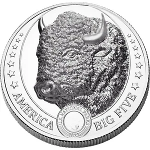 Silbermünze Fidschi Amerika Big Five Büffel UHR 1 oz 2023 - 3.000 Auflage - Bild 1 von 4