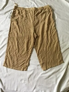 Option "A" Womens 2X Capri Pants Elastic Waist Beige 100% Cotton Casual Lounge W - Picture 1 of 12