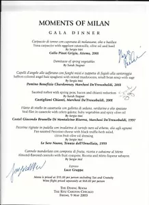 CHEF SIGNED Event Menu 2003 Moments of Milan Gala RITZ CARLTON DINING ROOM - Picture 1 of 1