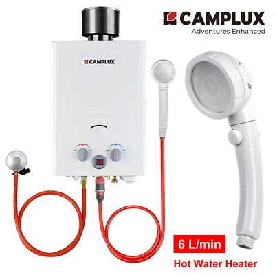 CAMPLUX Portable 6L GAS Water Heater Propane Tankless Instant Boiler Hot Shower - Image 1 of 4