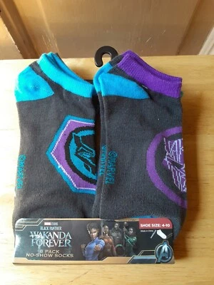 Calcetines Marvel Wakanda Forever Boys No Show (6 pares) talla 4-10 NUEVOS CON ETIQUETAS Foto 1 de 2