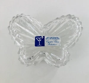 Crystal Clear Industries 24% Lead Crystal Cut Glass Candy Butterfly Dish - Picture 1 of 12