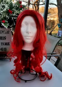 Parrucca lunga riccia ondulata rossa, body wave parte C parrucca completa sintetica ~ rosso rame NOB - Foto 1 di 11