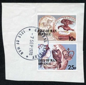 Isle of Man 10p and 25p Multicoloured QEII Pictorial Revenue CDS On Piece - Picture 1 of 1