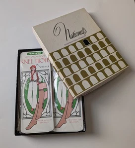 Vintage 1970s NOS National's Hosiery Nylon Knee High Stockings Set Of 6 In Box - Picture 1 of 8