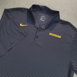 Nike Michigan Wolverines Dri-FIT Blue White Stripe Polo Shirt Men's 3XL - Picture 1 of 9
