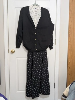 De Colección Gap Azul Preppy 3 Piezas Conjunto Talla 11/12 Cárdigan Suéter Blusa y Falda Foto 1 de 4