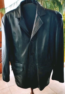 Chaqueta/Ablazer J. FERRAR Para Hombres Cuero de Cordero Genuino Negro 3 Botones Talla LG ¡Excelente! Foto 1 de 4