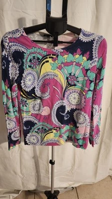 Talbots 毛衣套衫 Paisley Lghtwt Mandala 长袖 M 码 — 第 1/4 张图片