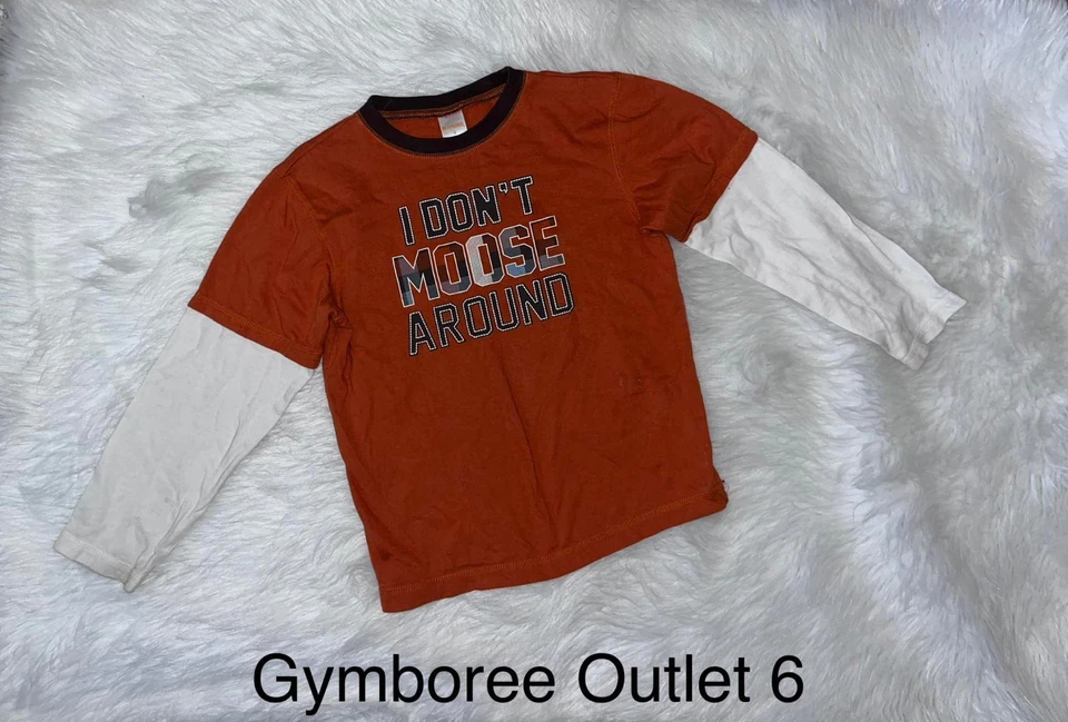 Gymboree Outlet Moose Lodge I Don't Moose Around Orange Top Size 6 - Image 1 of 1