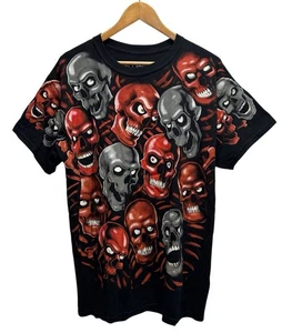 Liquid Blue 2020 Herren Gr. L schwarz/rot Totenkopf Flor Grafik Retro Rundhals T-Shirt - Bild 1 von 5