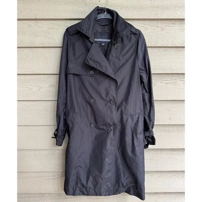 Banana Republic женщин черный Тренч L двубортный подпоясанный легкий - Изображение 1 из 4